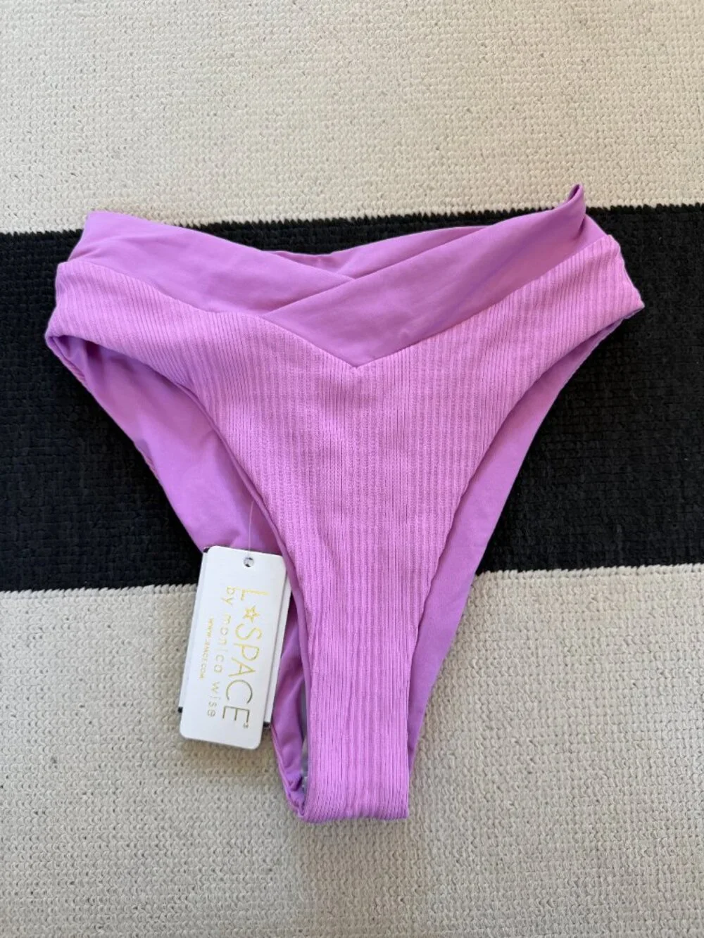 L*Space Court Bikini Bottom Amethyst Purple Ribbed Bitsy Cut Sz XS